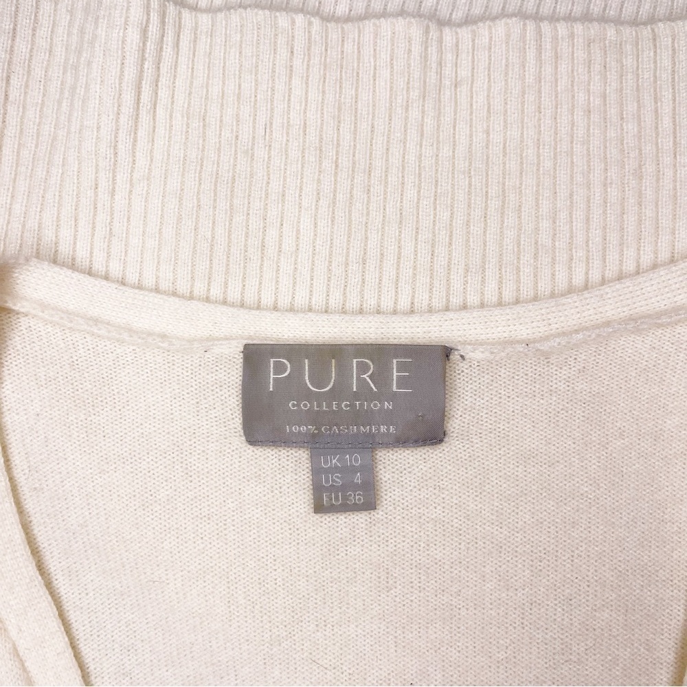 PURE Collection Cashmere Cream Wrap Front Sweater Tie Waist 4 Small - Picture 9 of 10